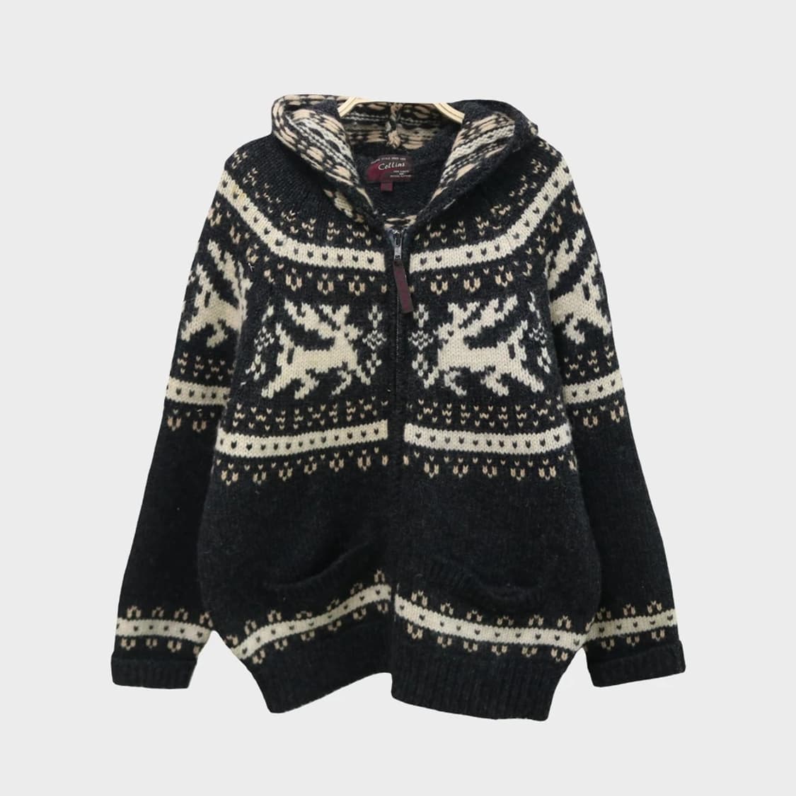 COLLINS 노르딕 후드 울 니트 집업 61766 상품이미지1