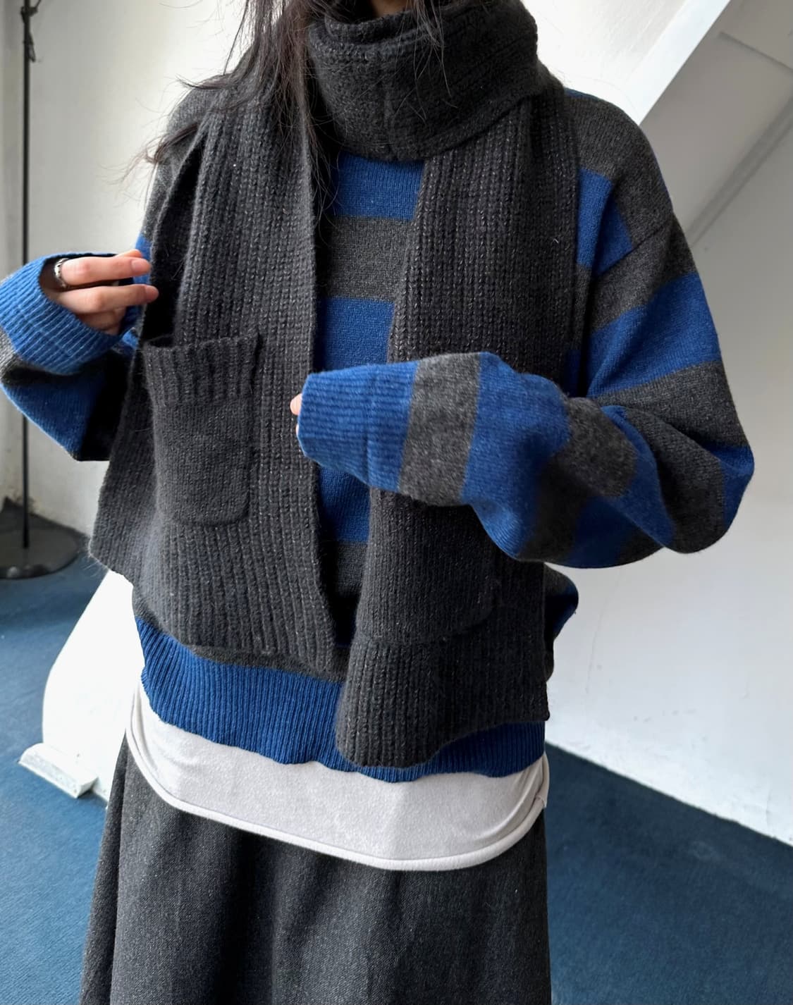 Middle gauge border knit TOP 상품이미지9