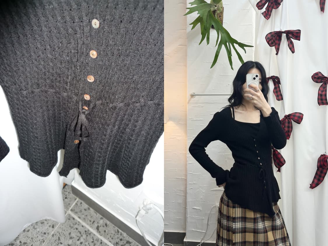 flare ribbon tie cardigan 상품이미지1