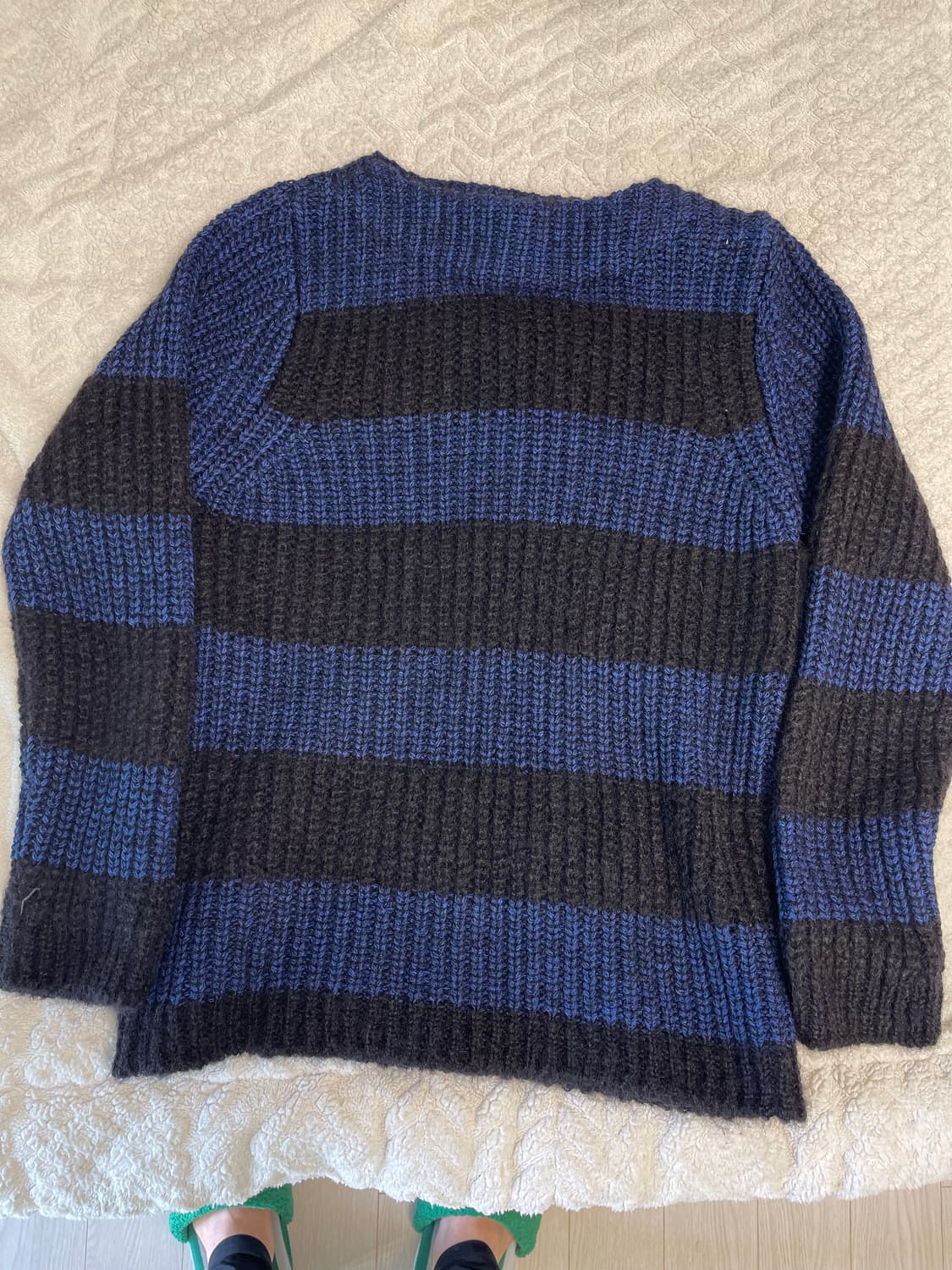 클로즈드(Closed) 다크 블루 블랙 스트라이프 모헤어 앙고라 니트 L 상품이미지1