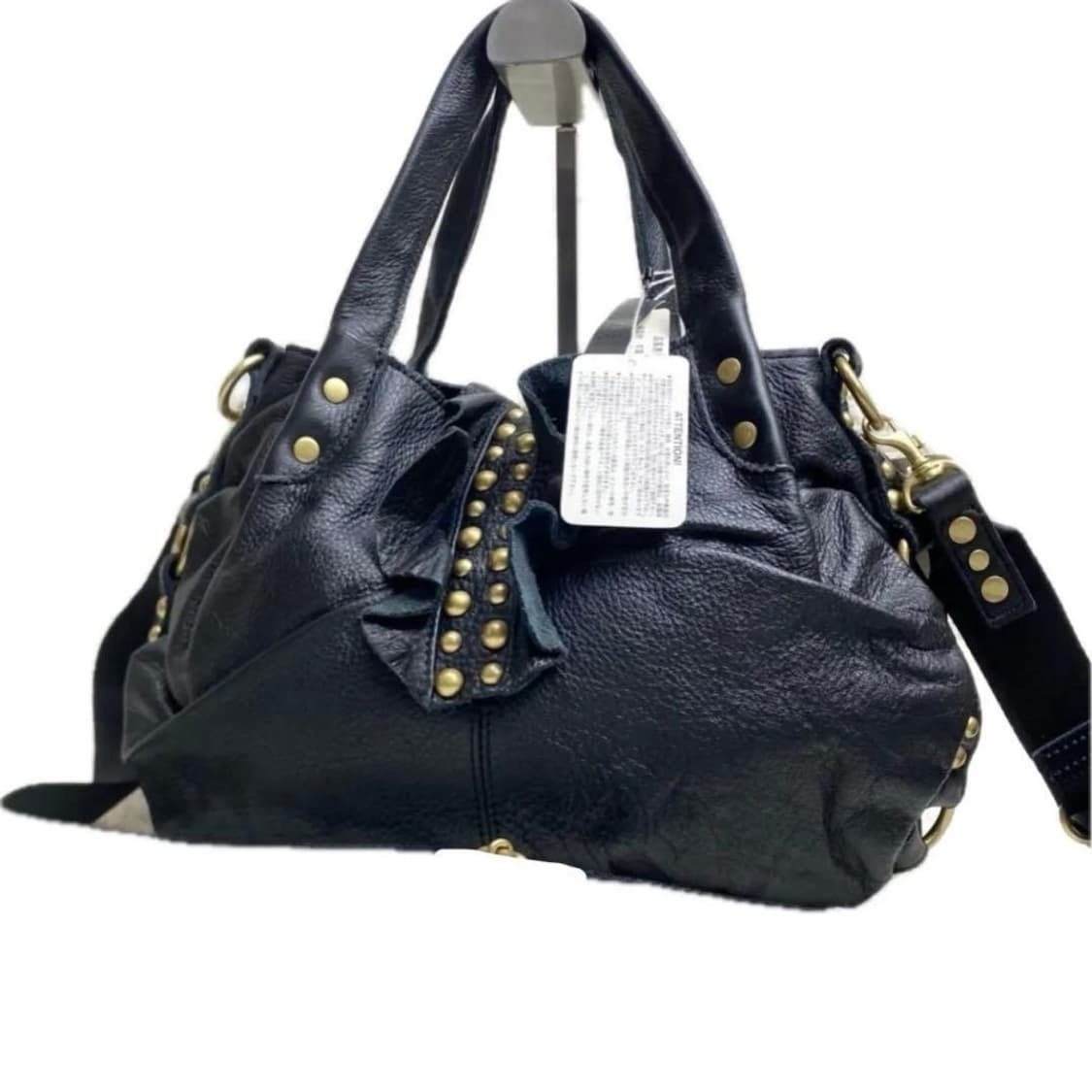 TRES 스터드 레더 블랙 투웨이 숄더백 펑크고스로리갸루 상품이미지1