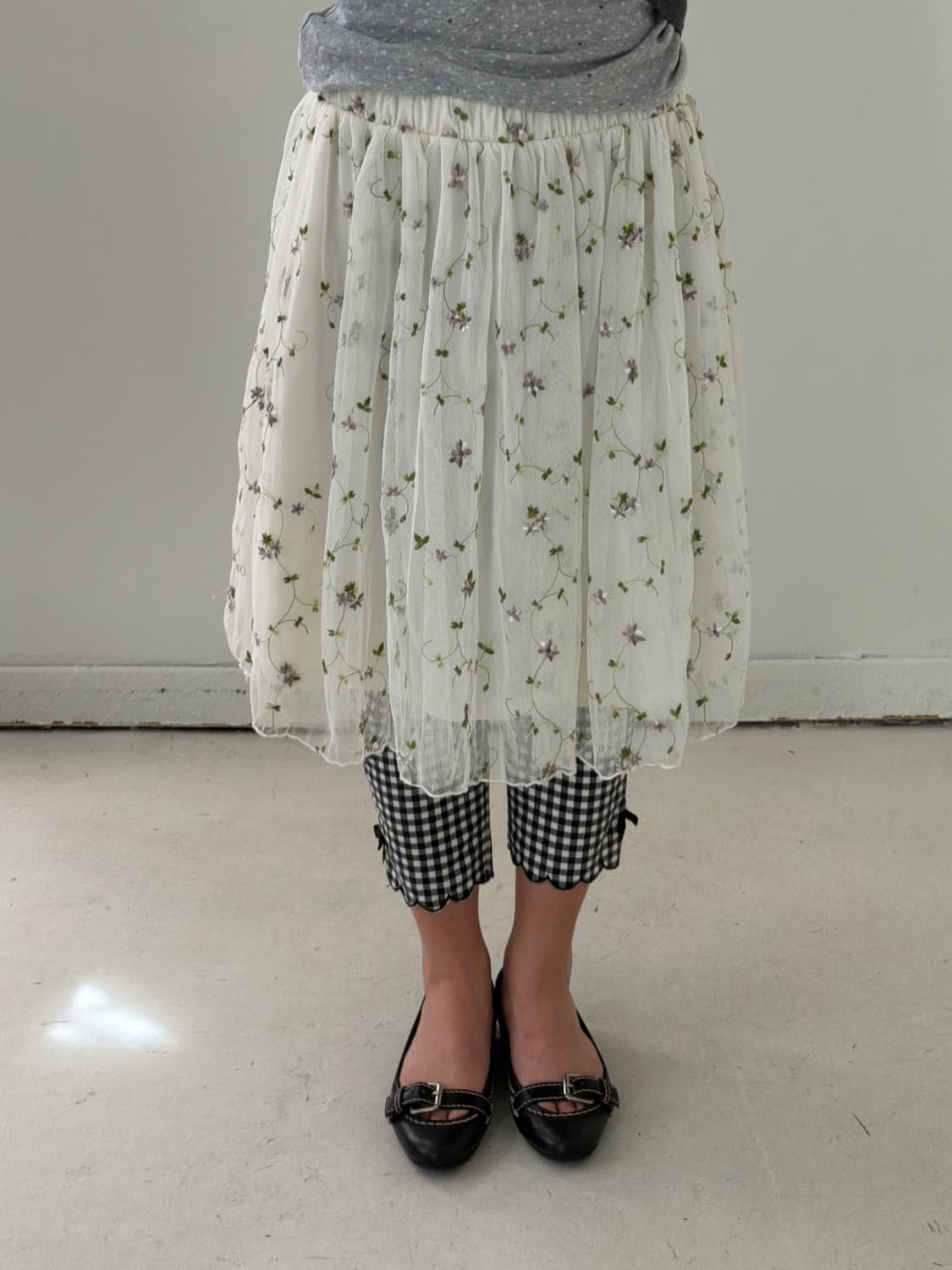 일본빈티지 라벤더 자수 샤스커트 상품이미지1