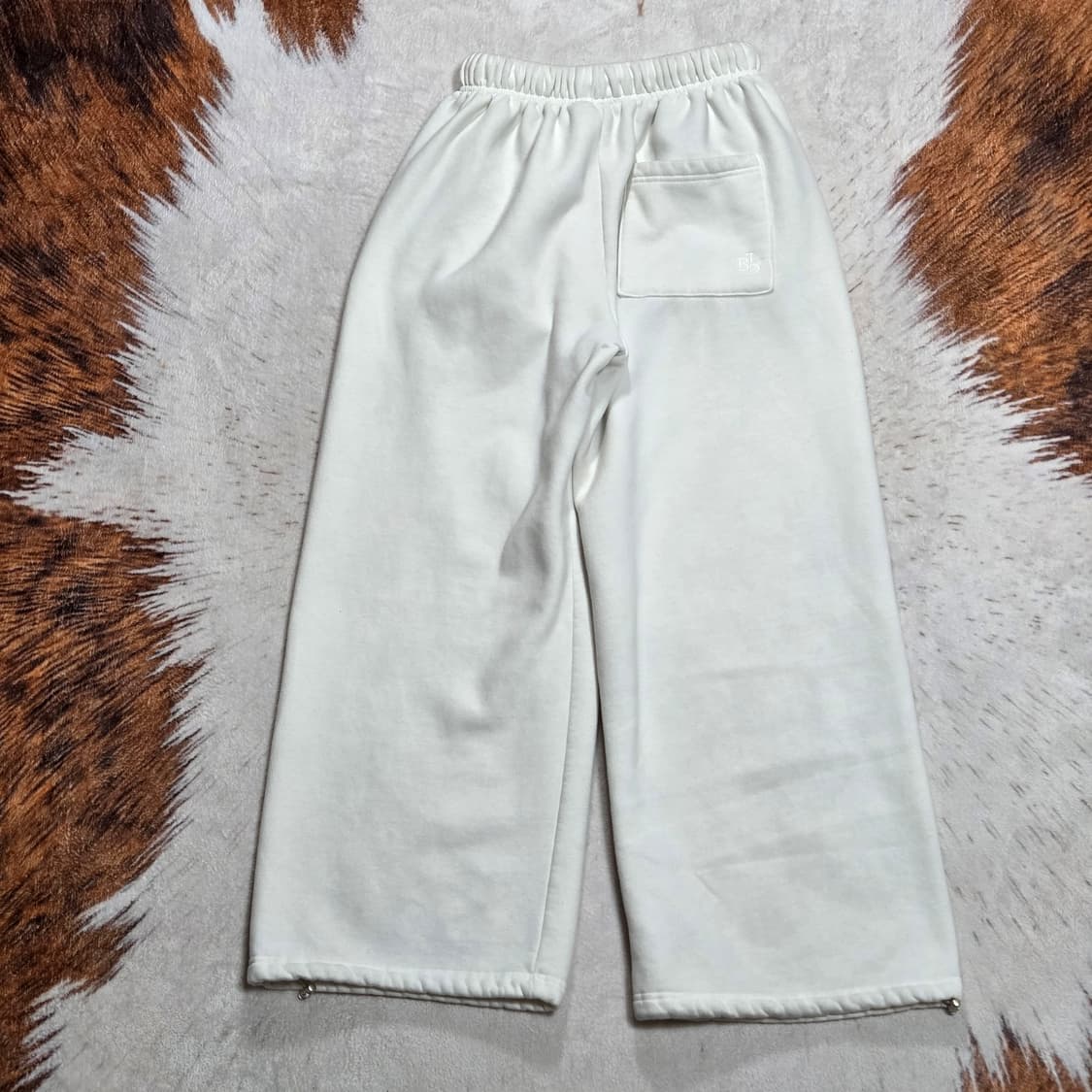 빈티지 화이트 기모 트레이닝 와이드 팬츠 상품이미지4