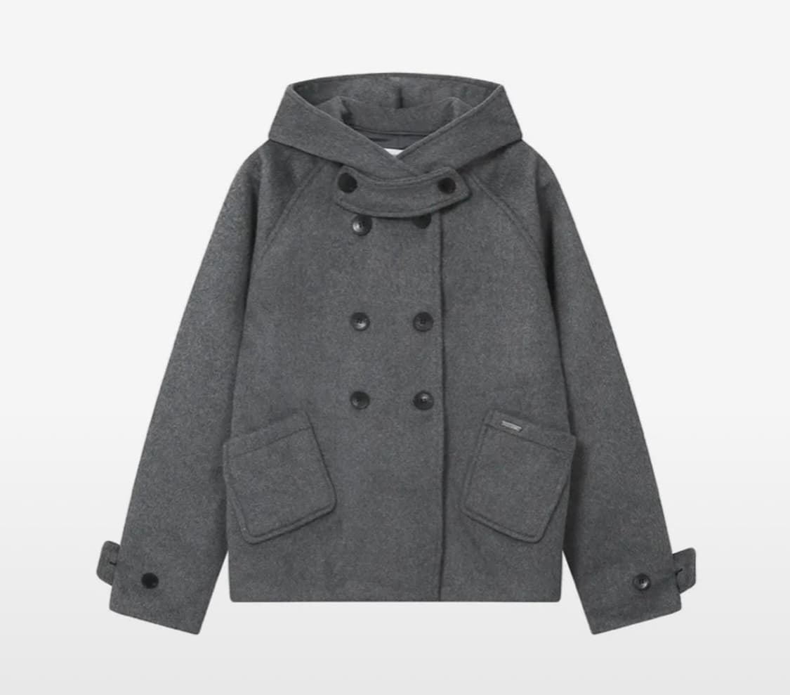 미세키서울 Hoodie double button coat 차콜 상품이미지1