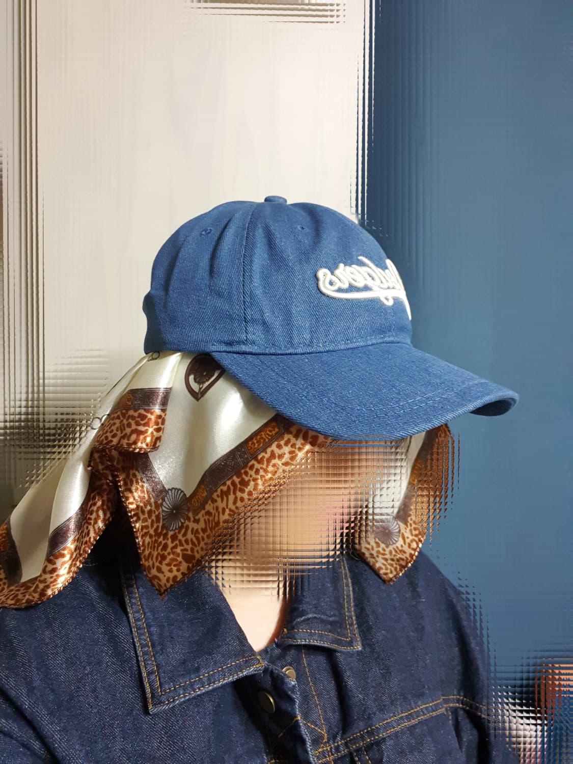 블루 크림베이지  데님 엠엘비 볼캡 모자  상품이미지10