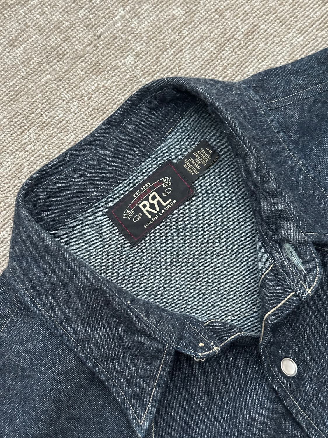 rrl 슬림핏 웨스턴 데님셔츠 L 상품이미지3