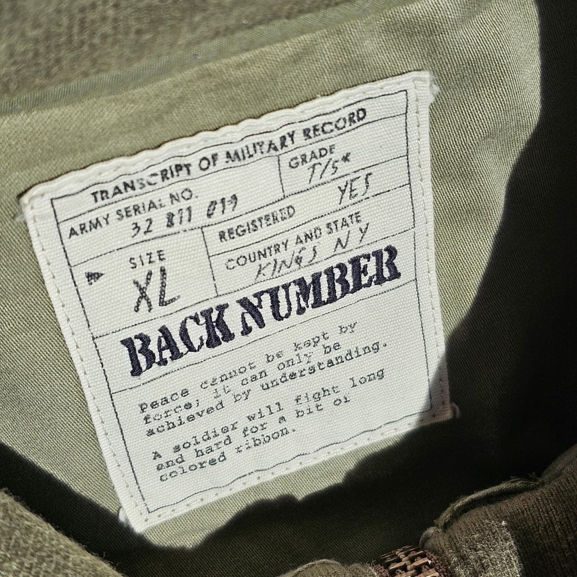 100~105 L~XL 백넘버 카키 밀리터리 하이넥 자켓 재팬 빈티지 상품이미지8
