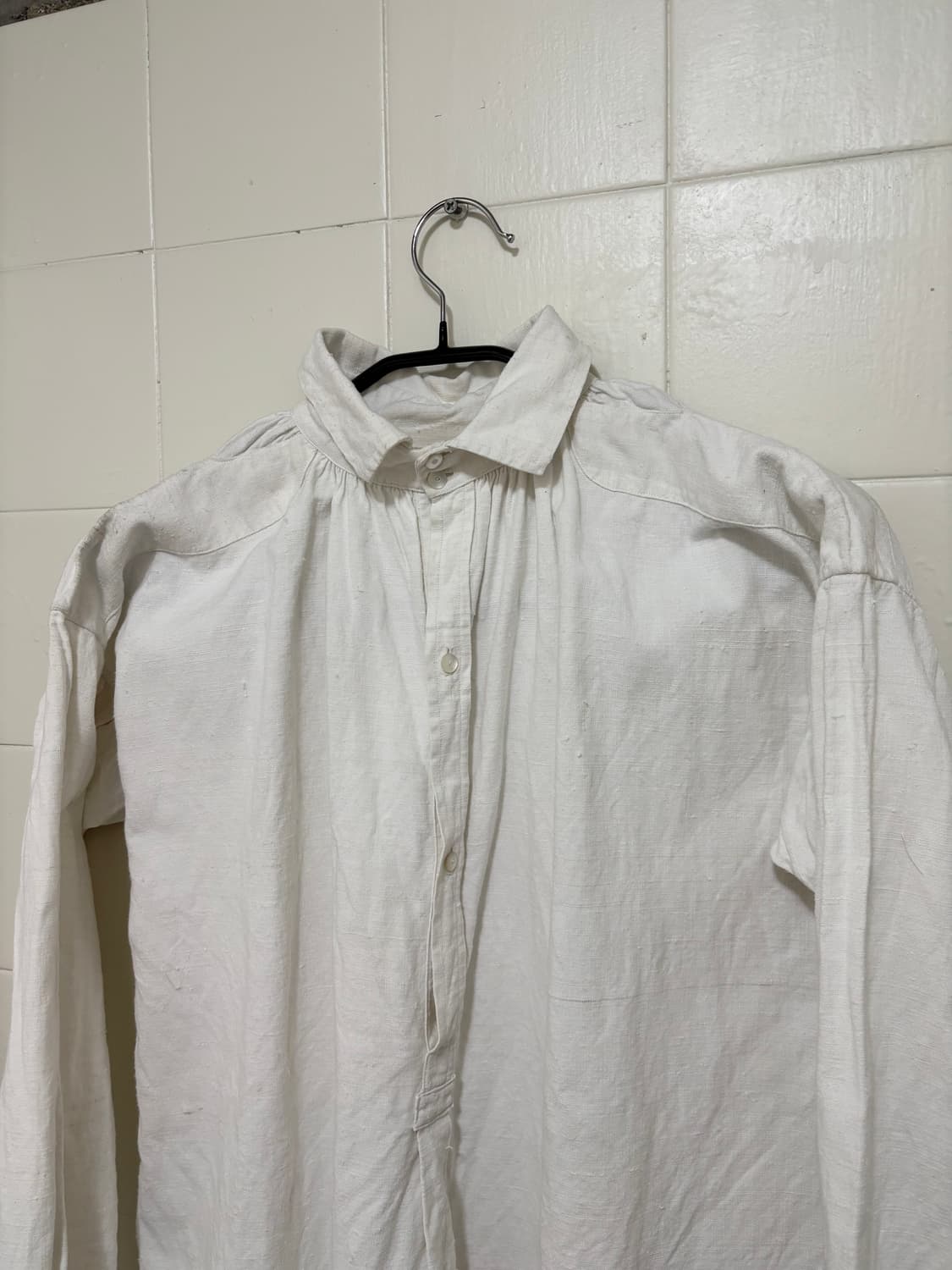 1910s 프렌치 빈티지 린넨 스모크 원피스 상품이미지4