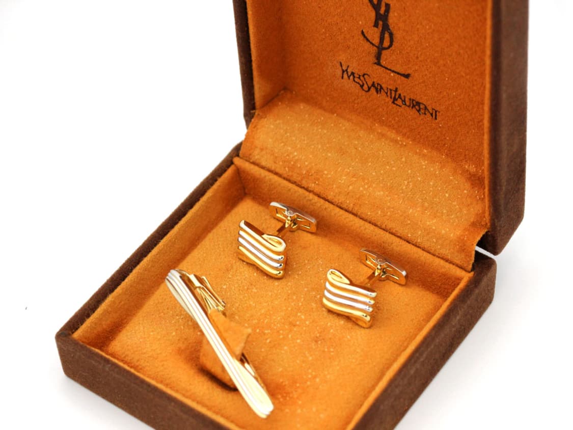 입생로랑 A-등급 5.1cm 남자 명품 넥타이핀 커프스 세트 상품이미지1