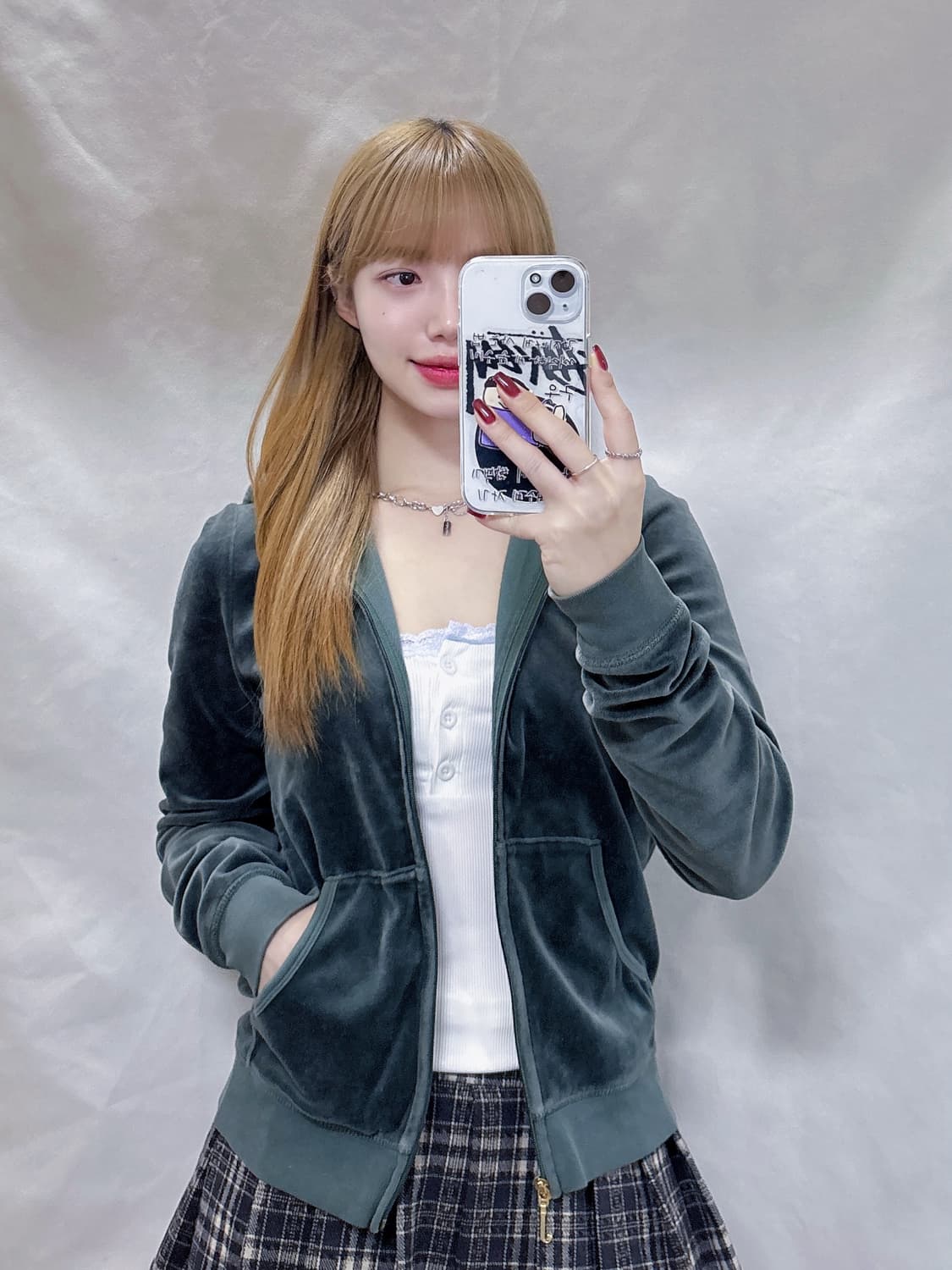 쥬시꾸띄르 빅로고 벨벳 딱붙핏 후드집업  상품이미지2