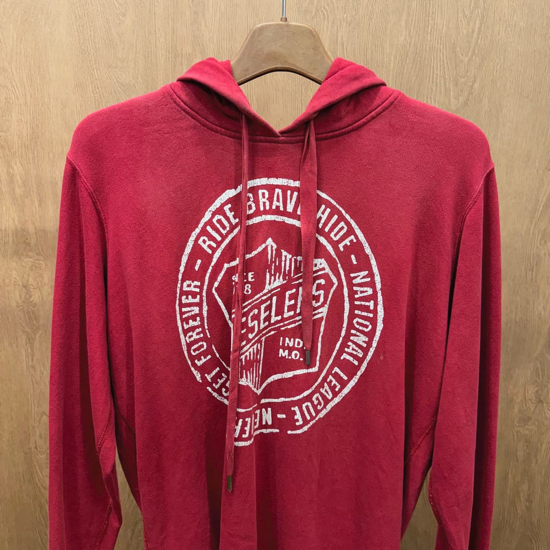 디젤 후드 스웨트 셔츠 빈티지 로고 워싱 프린트 디테일 레드 상품이미지4