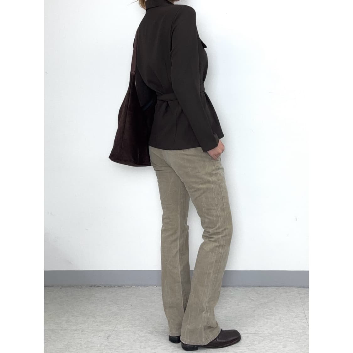 빈티지 브라운 벨티드 집업 자켓 상품이미지5