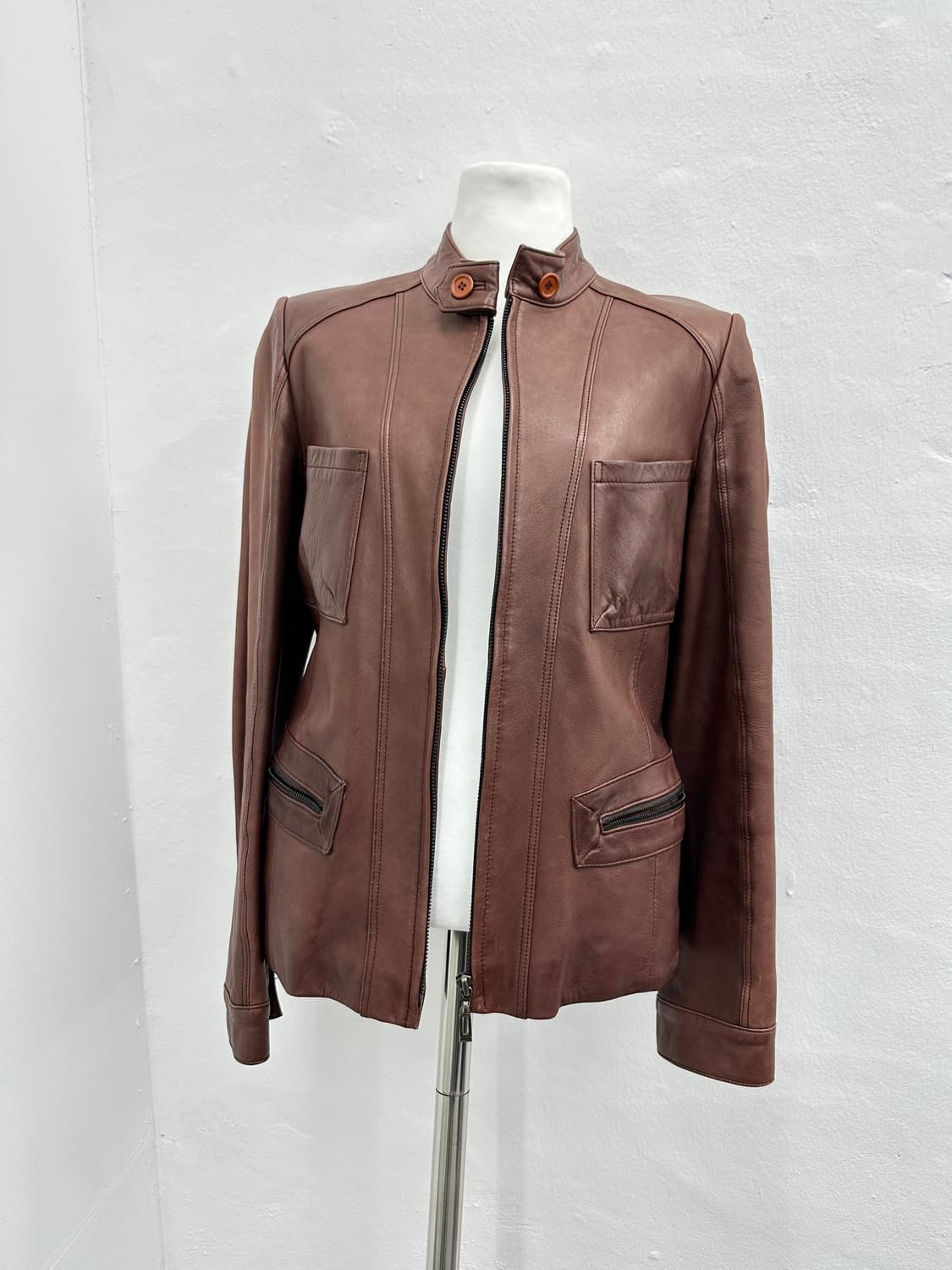 Red brown pocket lambskin jacket 상품이미지2