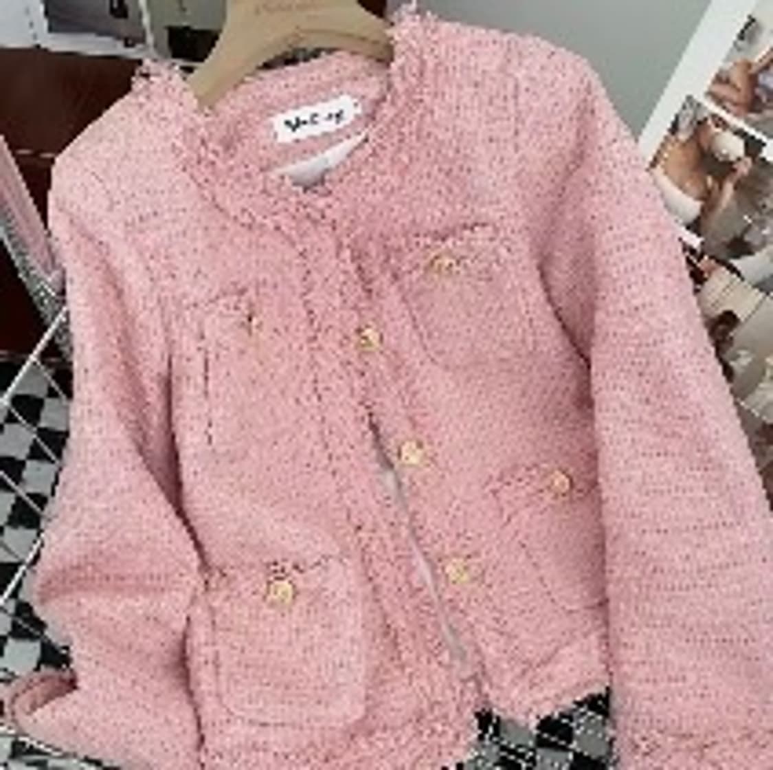 핑크 숏 코트 부클레 트위드 자켓 상품이미지1