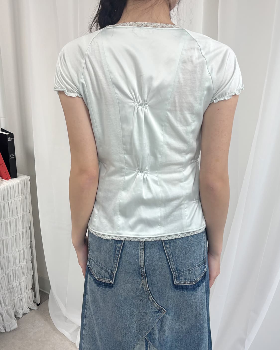 TO BE CHIC 라이트 민트 레이스 업 탑 상품이미지2