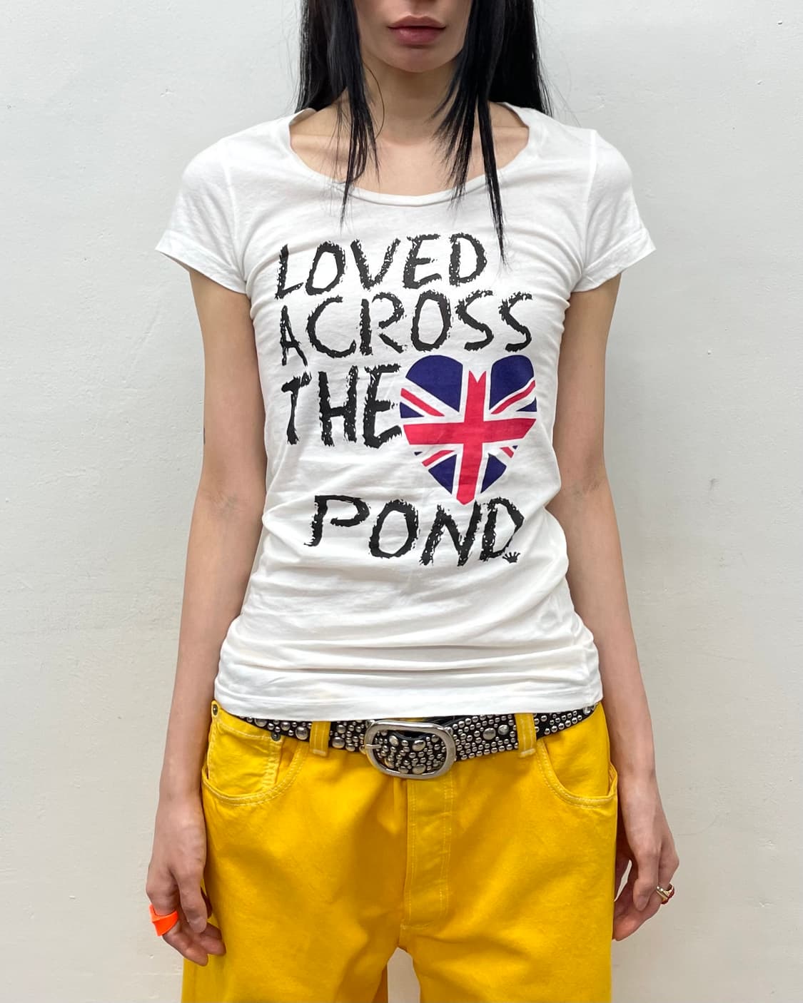 Heart American flag lettering white T-sh 상품이미지2
