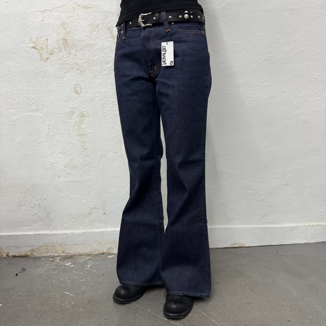 BUNKUM 인디고블루 논워시 코튼 부츠컷 데님 팬츠 상품이미지1