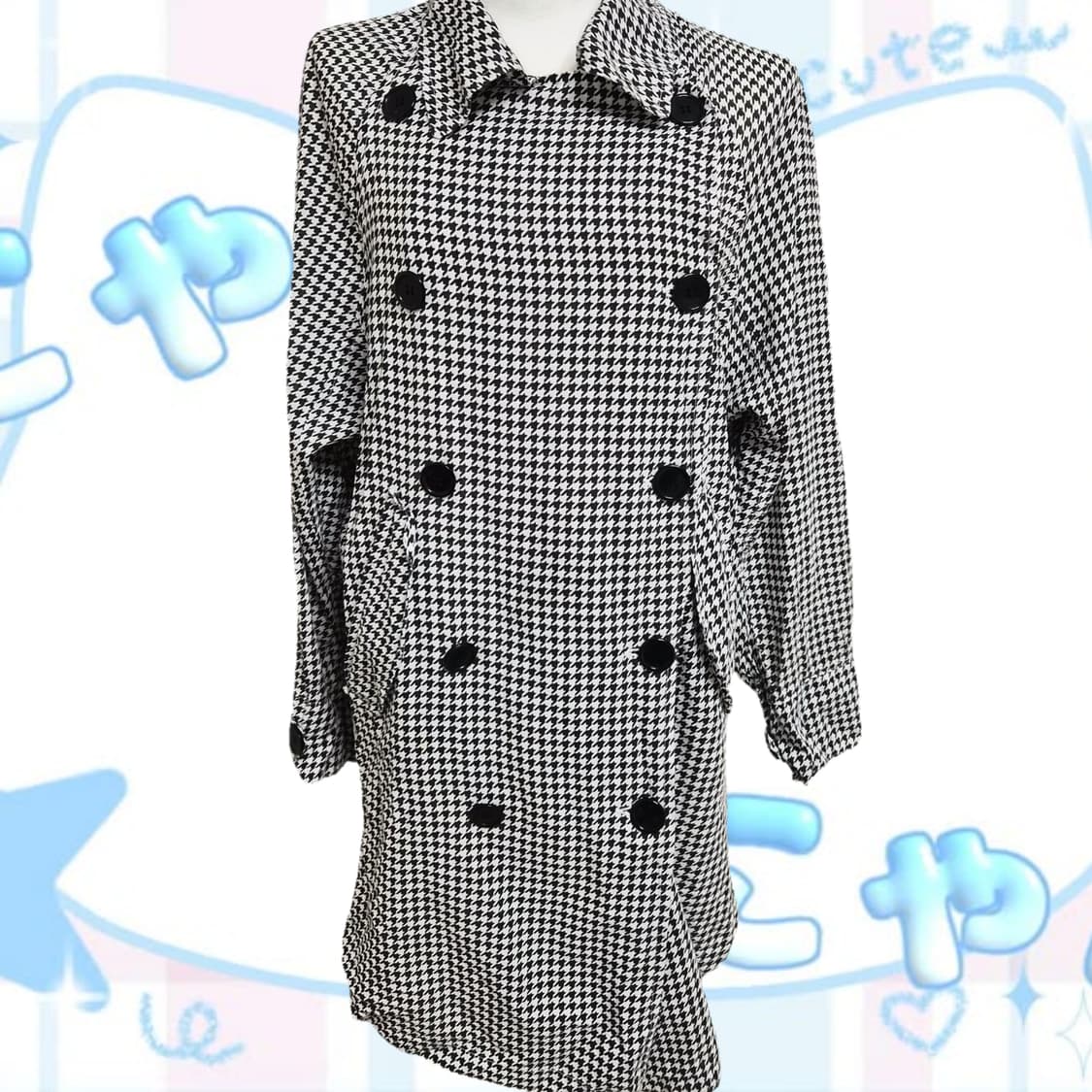 빈티지 플라스틱아일랜드 하운드체크 셔츠 원피스 상품이미지1