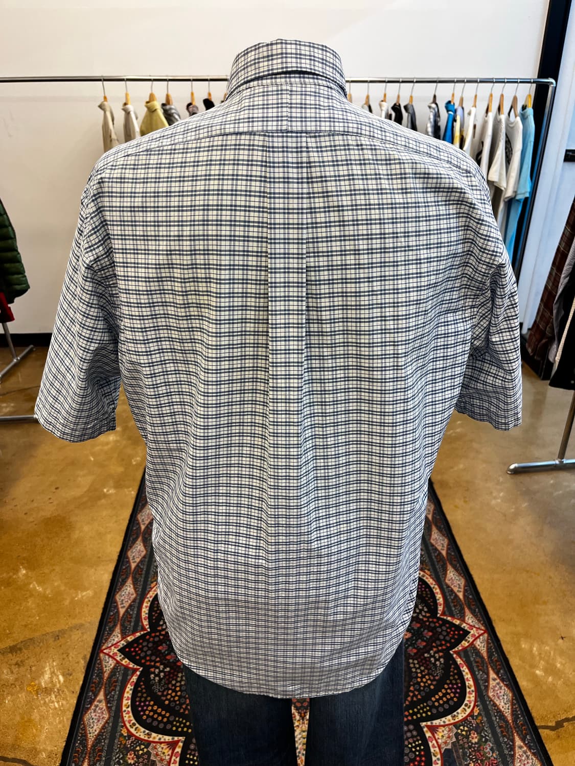 90s 폴로 랄프 로렌 체크 반팔 셔츠 블루 상품이미지4