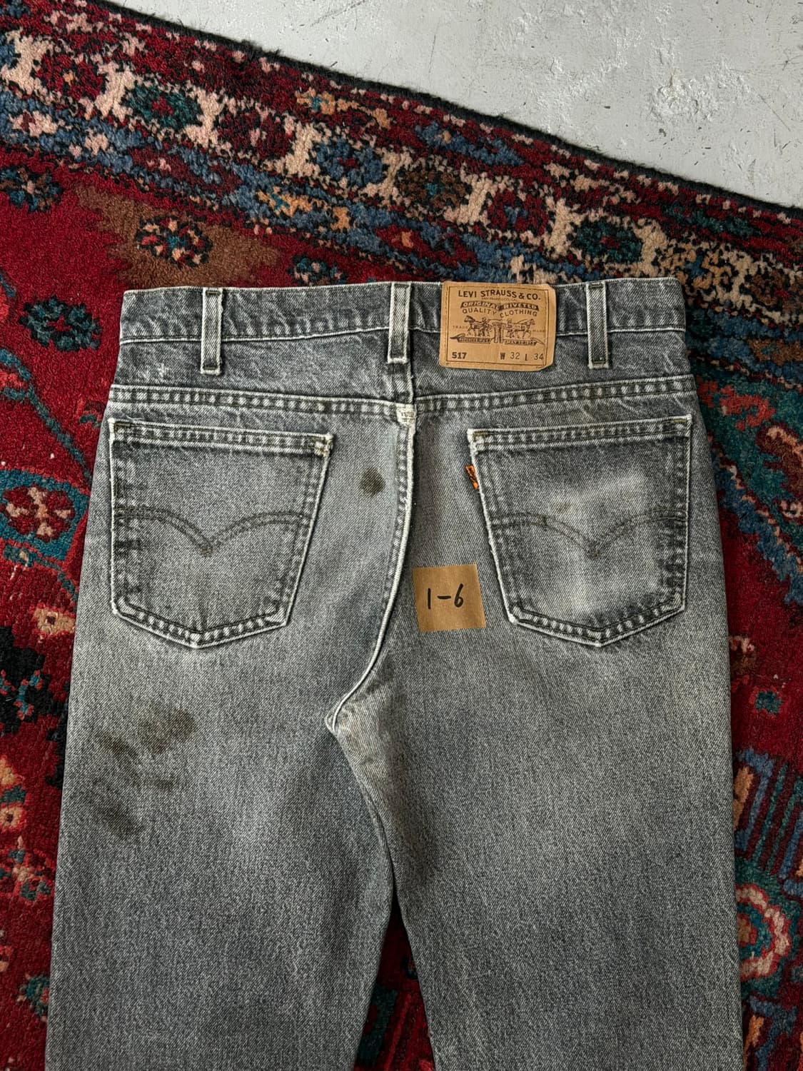 90's USA Made 빈티지 리바이스 517 오렌지탭 블랙 부츠컷 상품이미지6