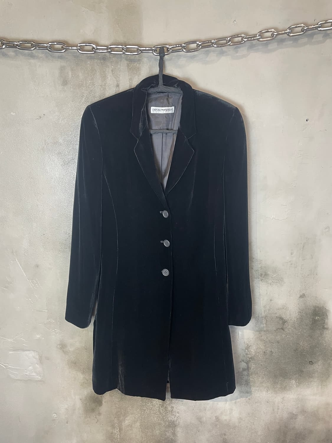 90s 아르마니 사이드짚 벨벳 코트  상품이미지1