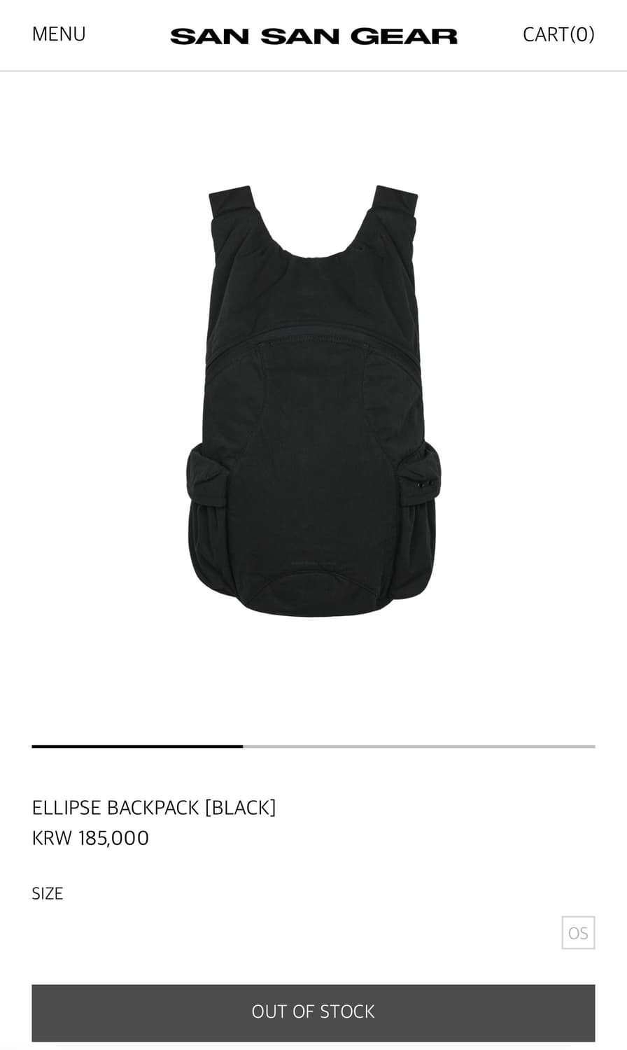 산산기어 25fw ELLIPSE BACKPACK 백팩 블랙 상품이미지2