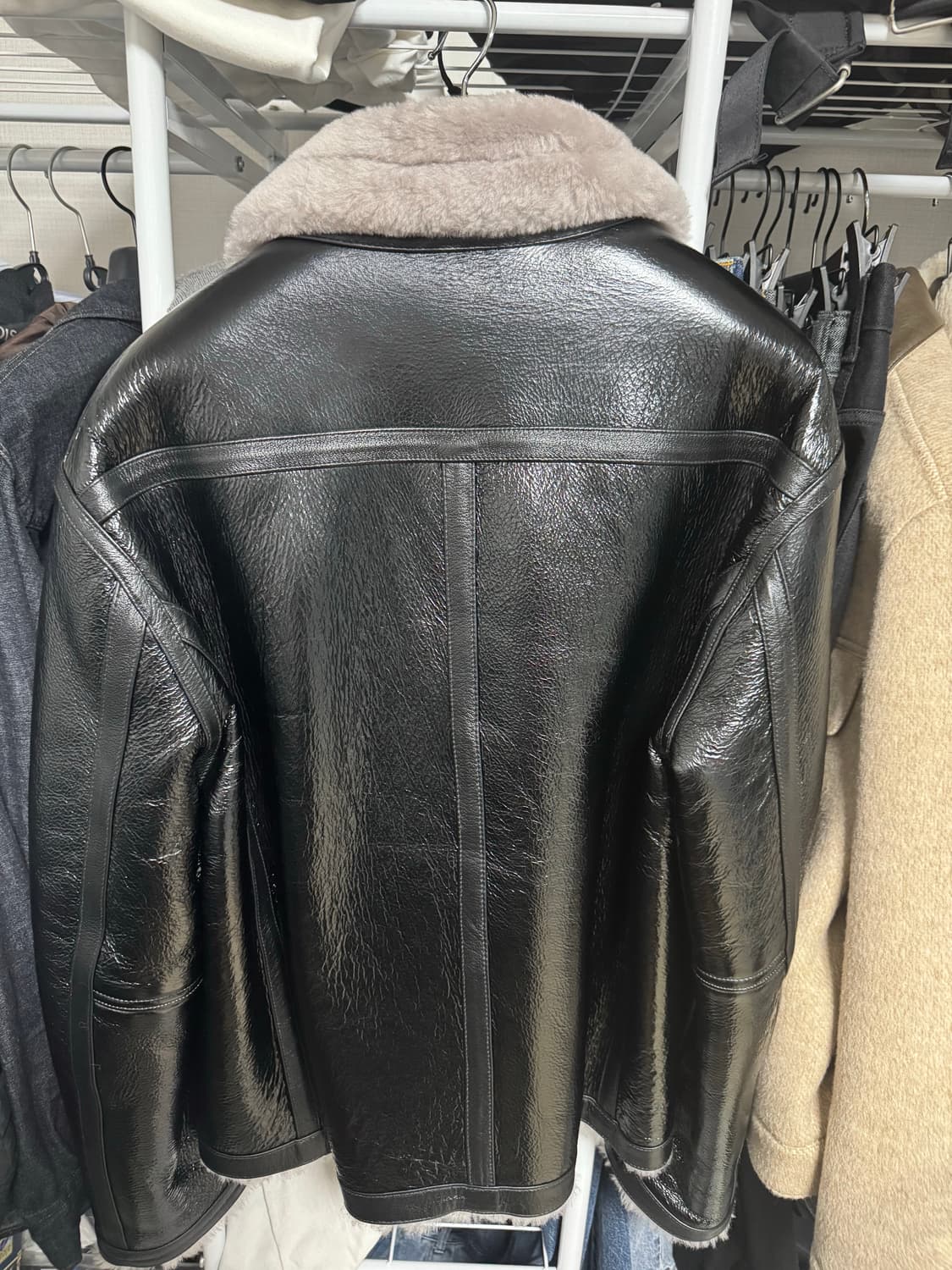 바이커 크랙 램스킨 시어링 무스탕 블랙 44size 상품이미지8