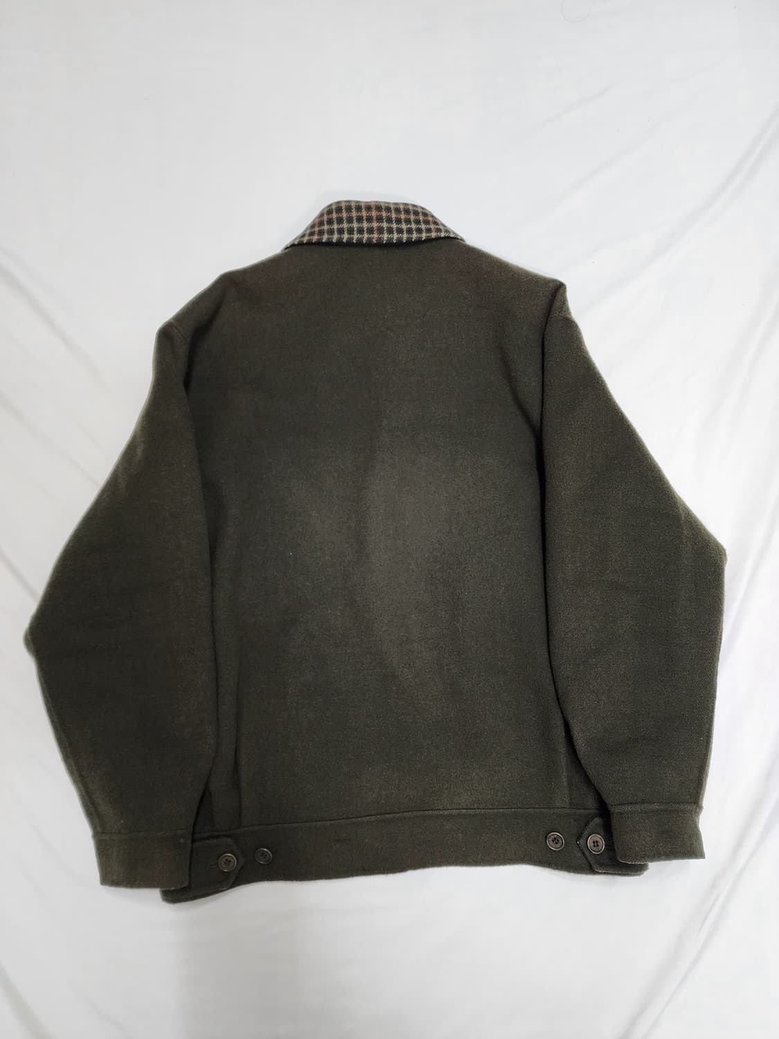 입생로랑 울 체크 카라 빈티지 카키 자켓 상품이미지2