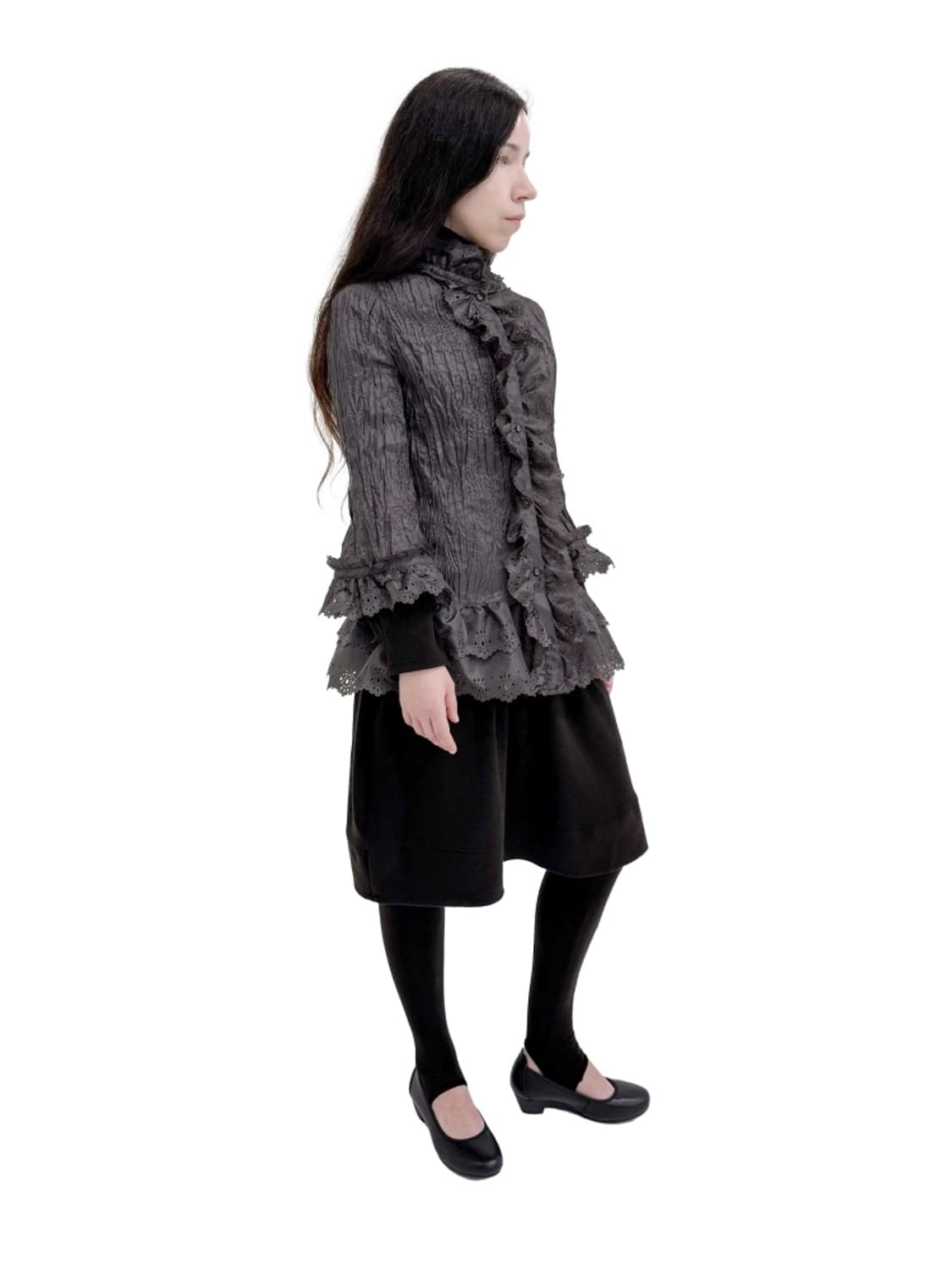 에옹쓰 eonts 펀칭 블라우스 차콜  상품이미지2