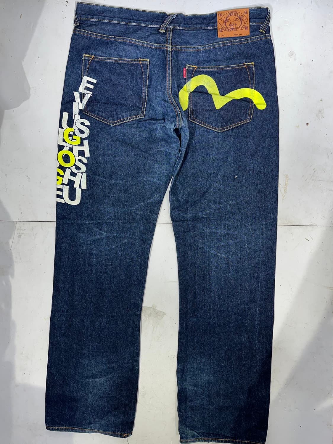에비수 중청 극희귀 사이즈 사이드 프린팅 빅 데님 팬츠 청바지 상품이미지5