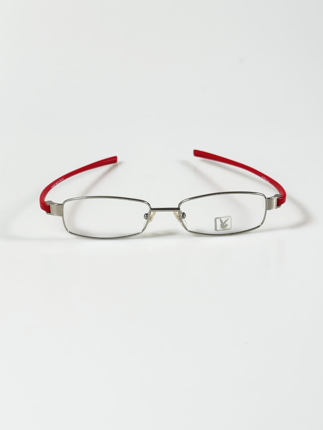 90s PLAYBOY 실버 레드 슬림 스퀘어 빈티지 안경 상품이미지2