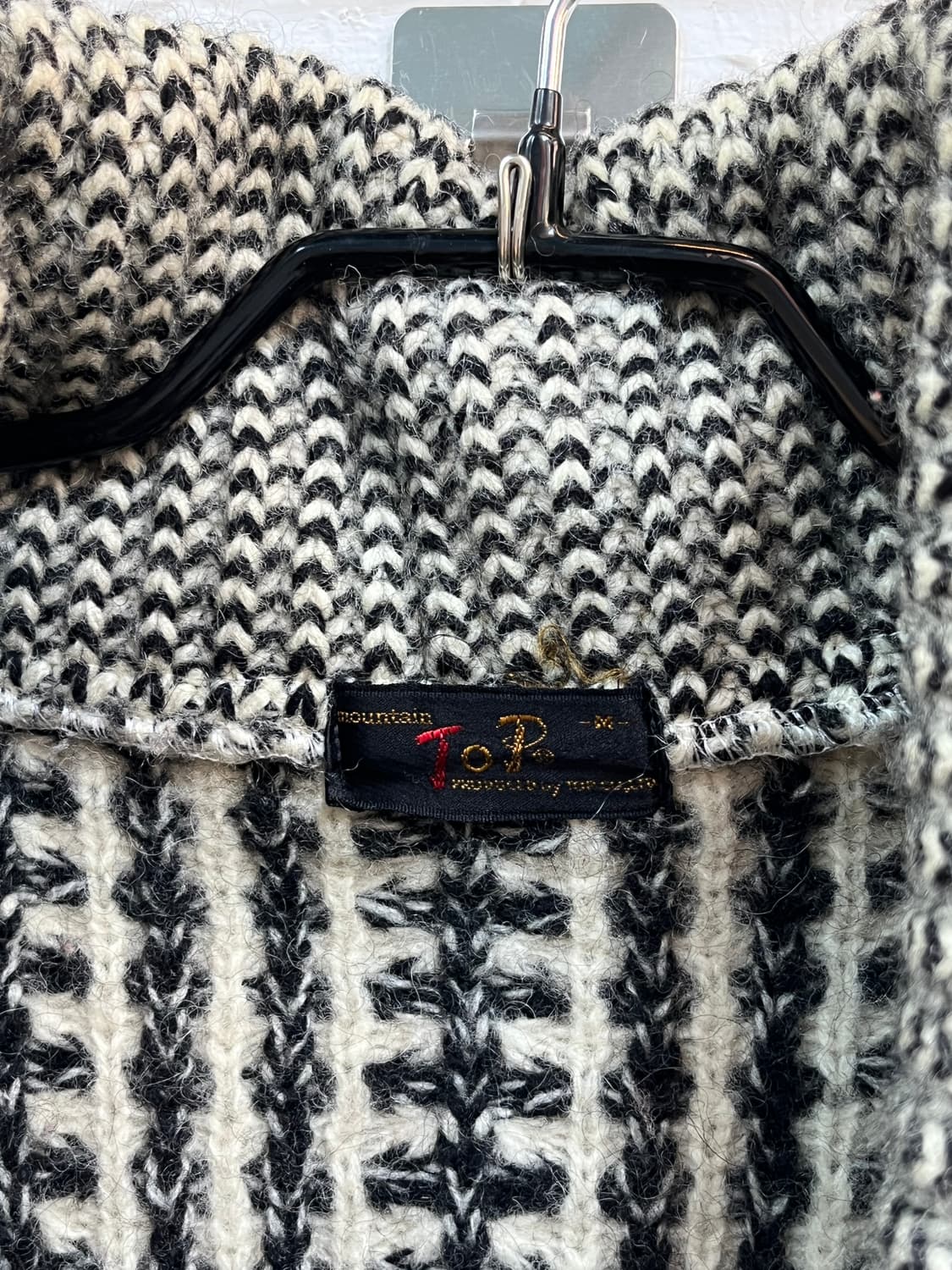 Top 블랙 앤 화이트 숄 칼라 트위드 울 가디건 M 상품이미지2