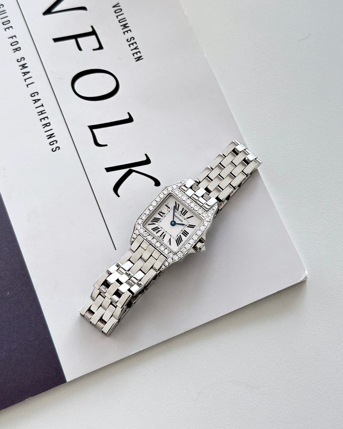 까르띠에 여자 산토스 드모아젤 스몰 다이아몬드 시계 풀박스 상품이미지7