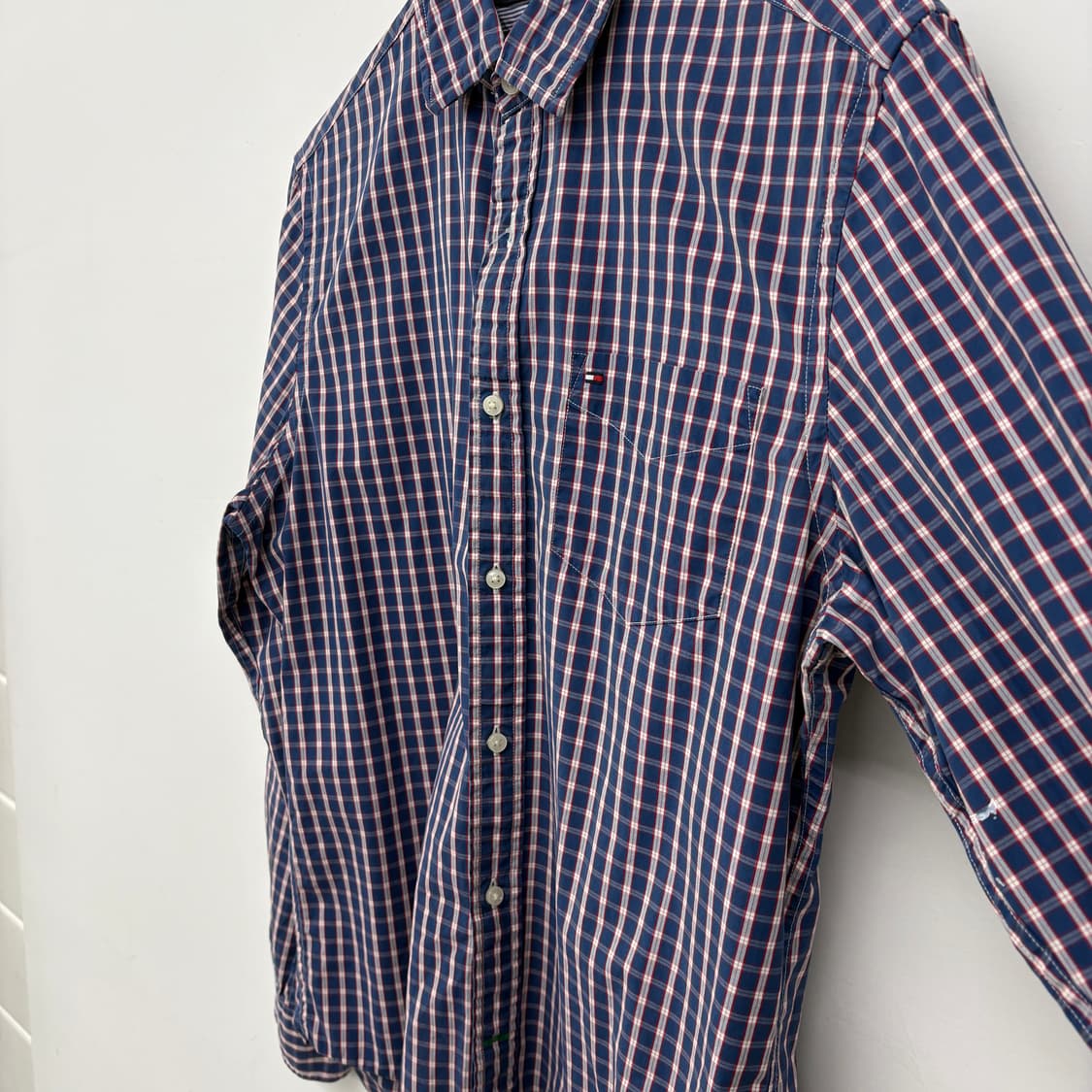 타미힐피거 네이비 체크 긴팔 셔츠 남s 상품이미지3