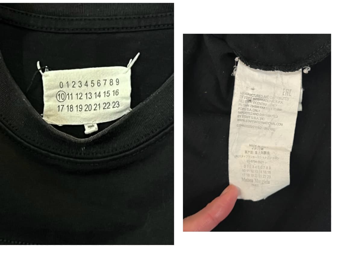 메종 마르지엘라 펀칭 반팔 티셔츠 블랙 46 #csz2033 상품이미지6