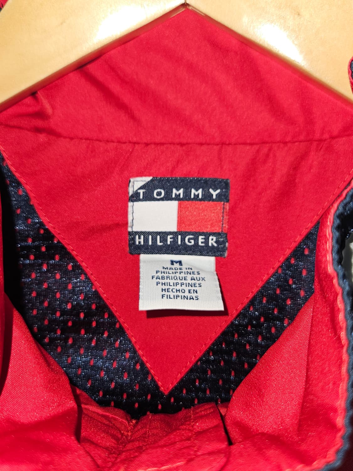90s 타미힐피거 올드스쿨 우븐 바람막이 자켓 레드 M 빈티지 상품이미지3