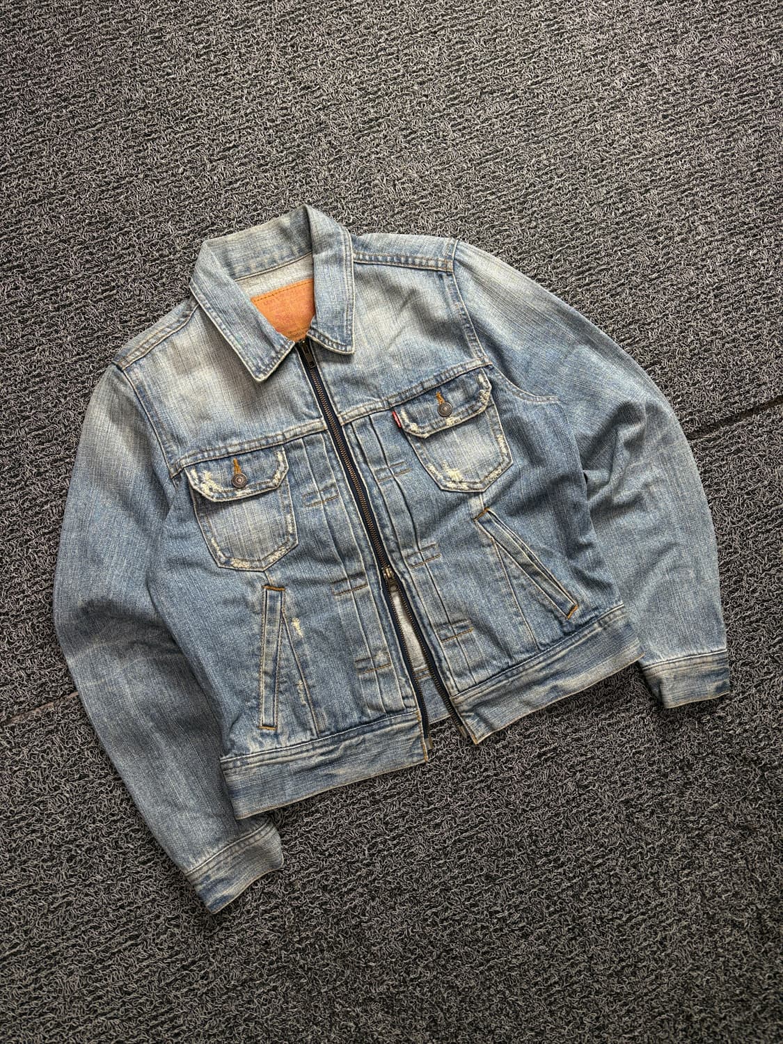 리바이스 USA 오리지널 투웨이 집업 워싱 데님 트러커 자켓 2240 상품이미지1