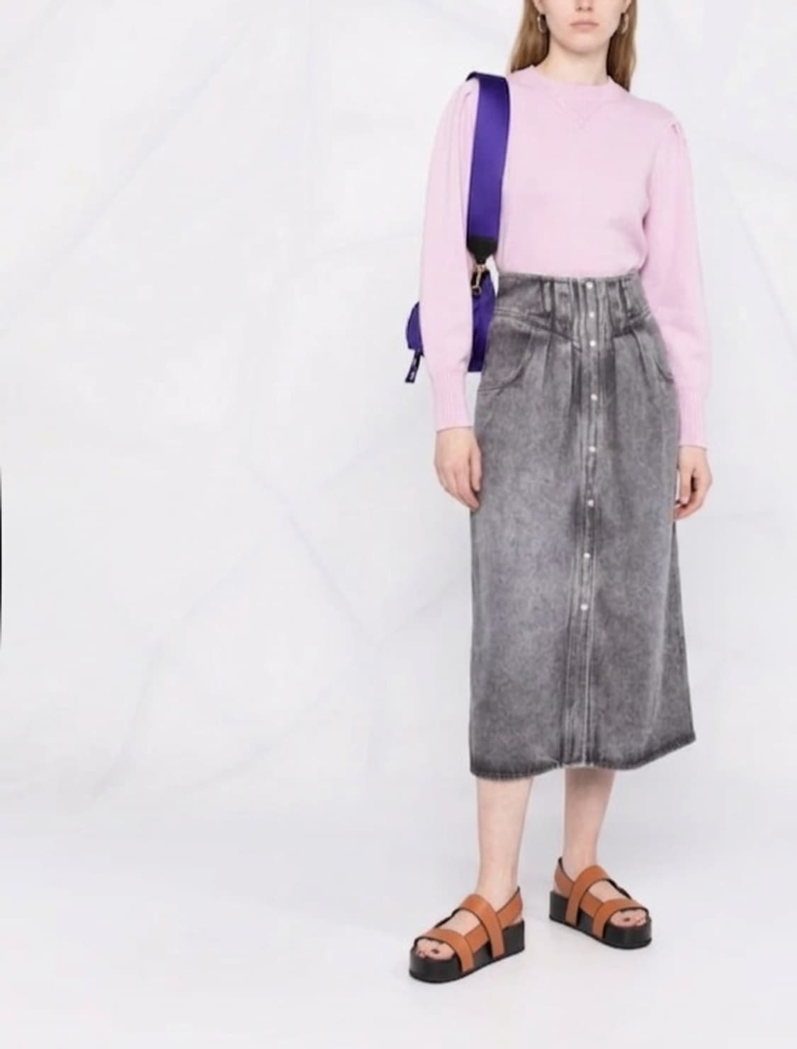 이자벨마랑 에뚜왈 다버튼 데님 미디 스커트 44사이즈 상품이미지1