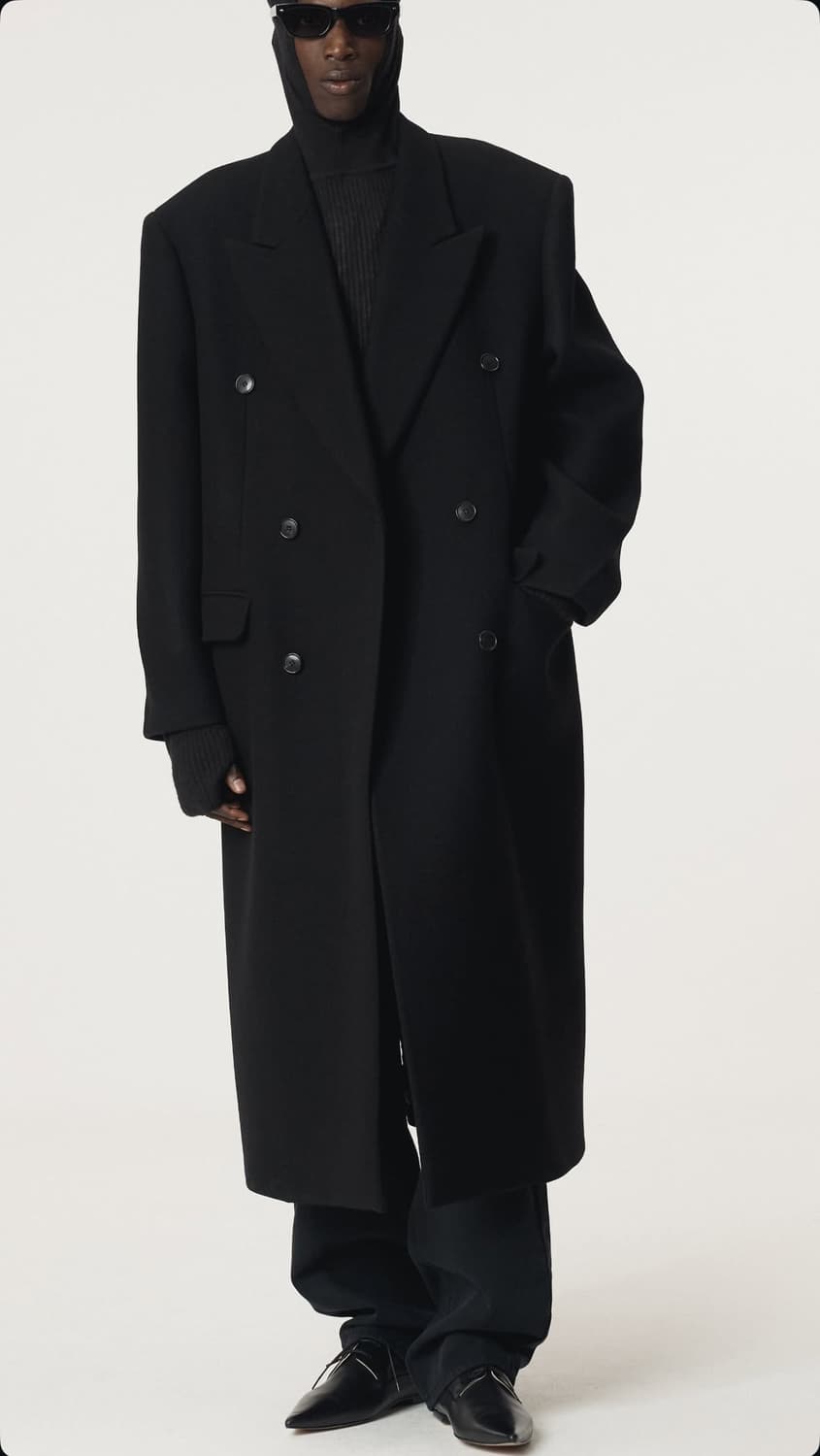 렉토 25FW 클래식 테일러드 더블코트 블랙 상품이미지7