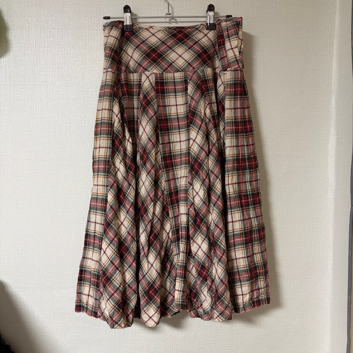 빈티지 체크 패턴 플레어 롱 스커트  상품이미지1