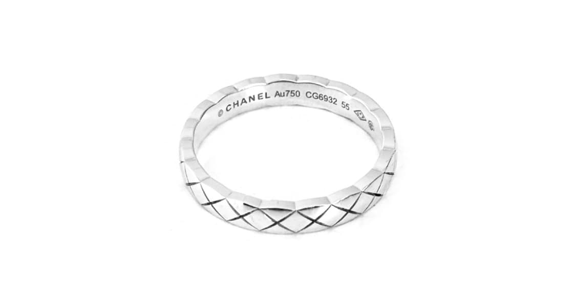 [55] Chanel 샤넬 남성 코코크러쉬링 퀄티드 반지 미니 화이트골드 상품이미지1