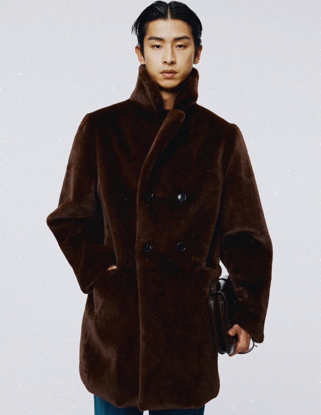 렉토 25FW 폭스 퍼 하프코트 버건디 상품이미지5