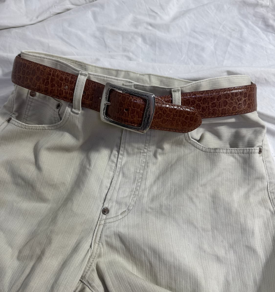 빈티지 크로커다일 레더 벨트 상품이미지2