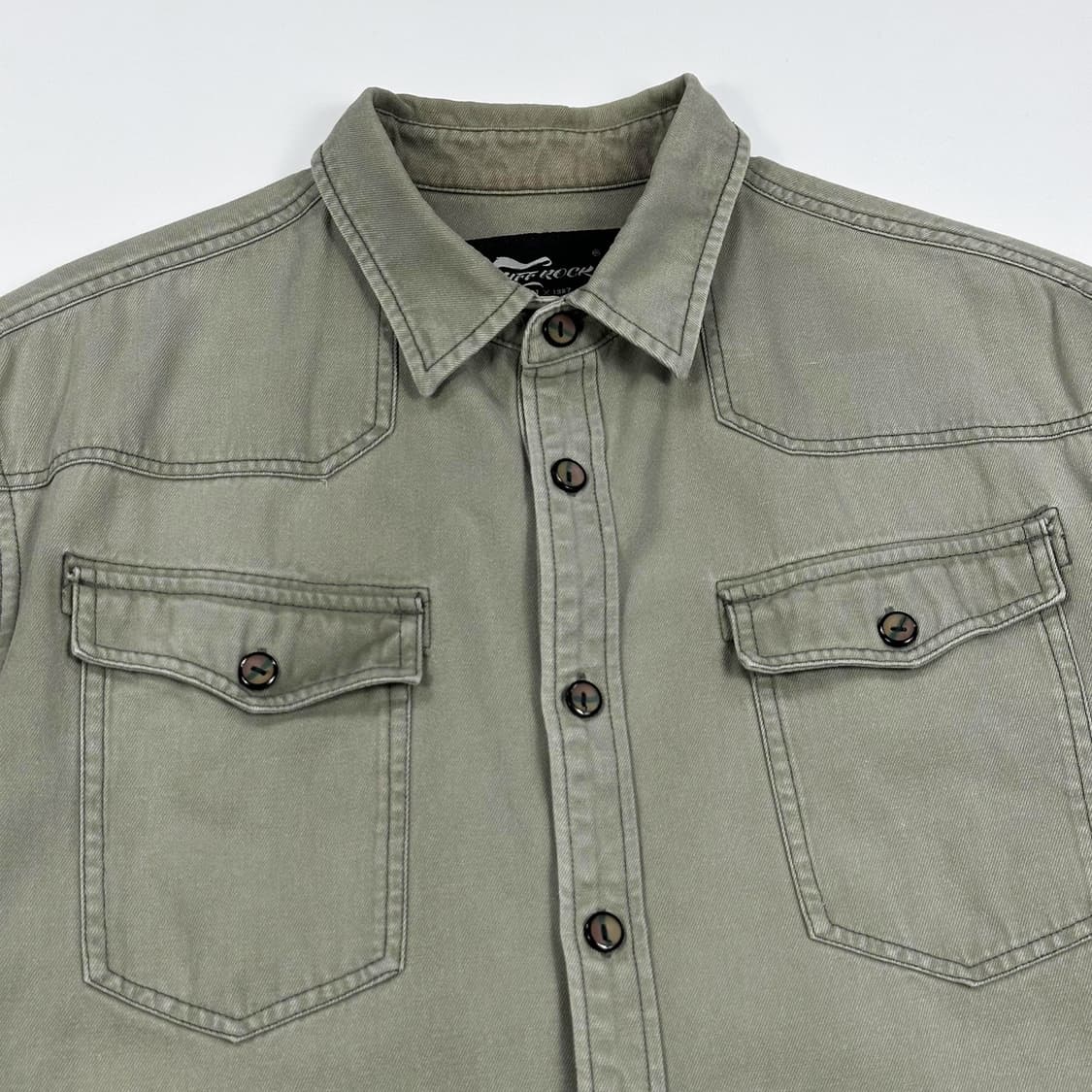 VTG 빈티지 리프락 워시드 카키 셔츠 자켓 (XL) 상품이미지3