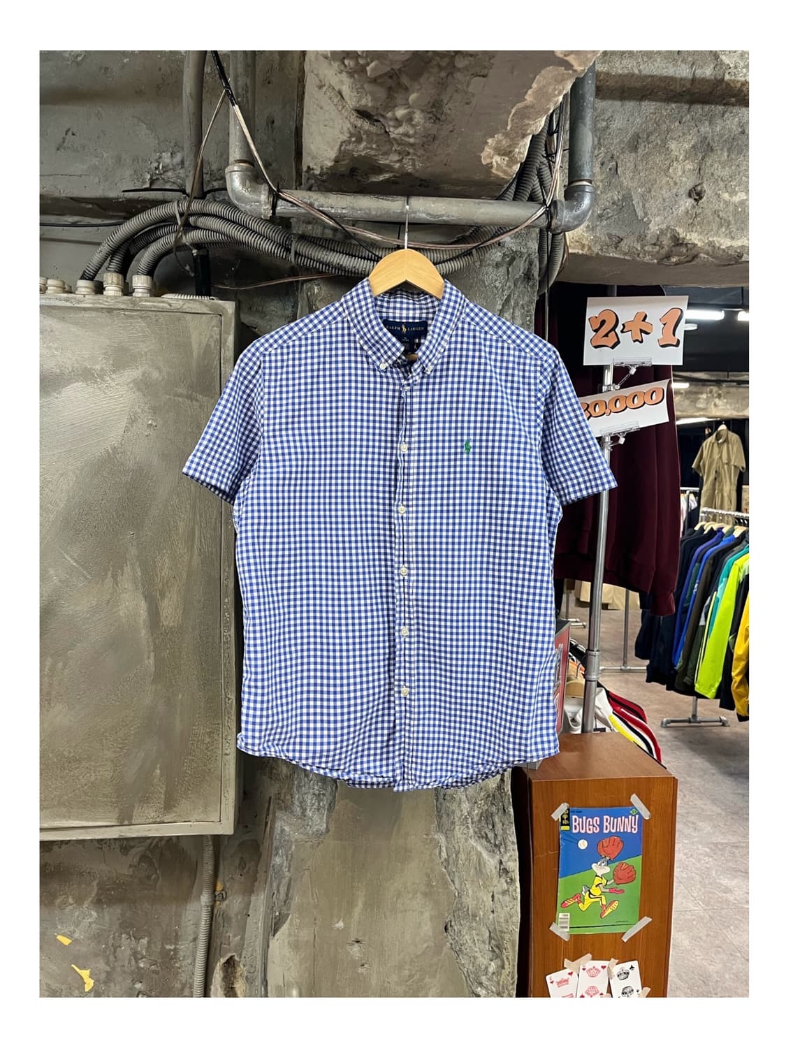 폴로 랄프로렌 깅엄 체크 반팔 셔츠 블루 XL #csz3508 상품이미지1