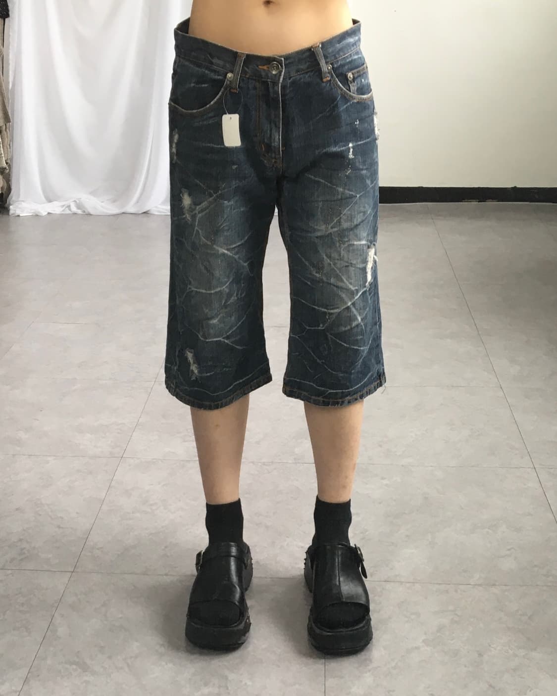 Washing denim half pants 상품이미지7