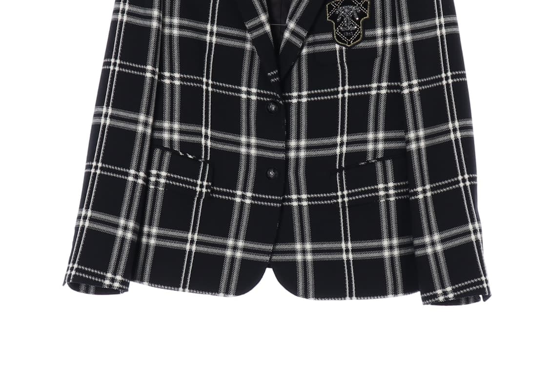 [S]타임 울100% 블랙 체크 아이비리그 싱글브레스티드재킷
 상품이미지3