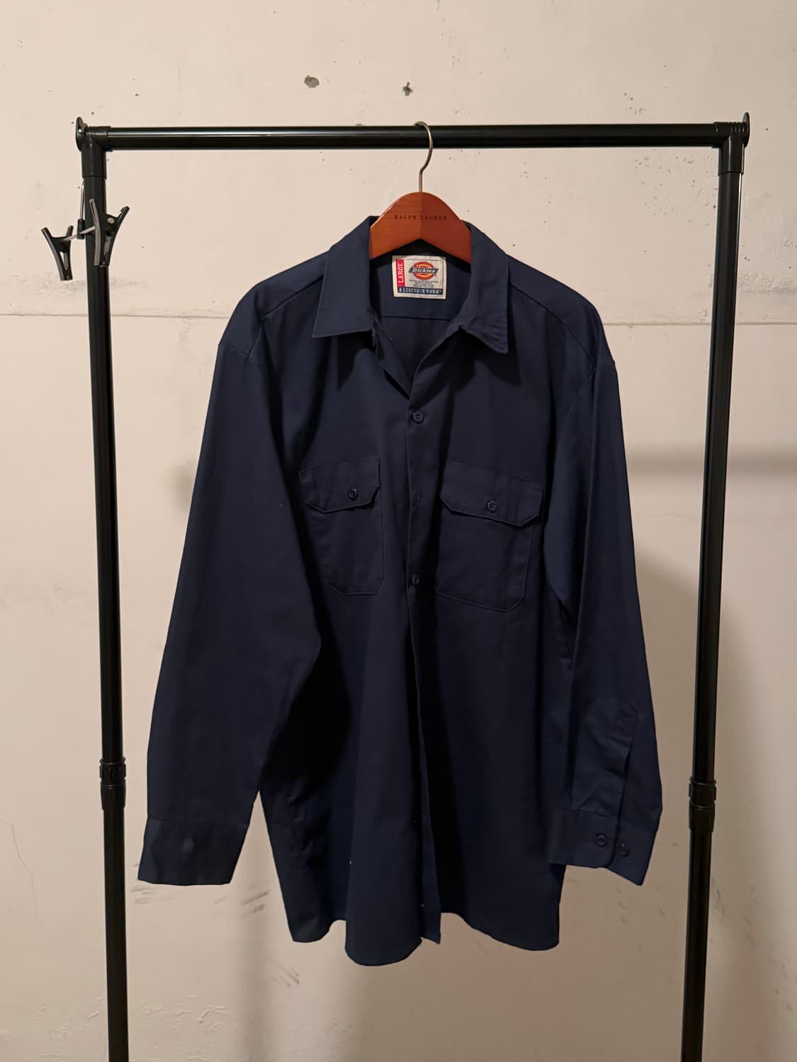Vintage 00s Dickies Navy Work Shirt 상품이미지1
