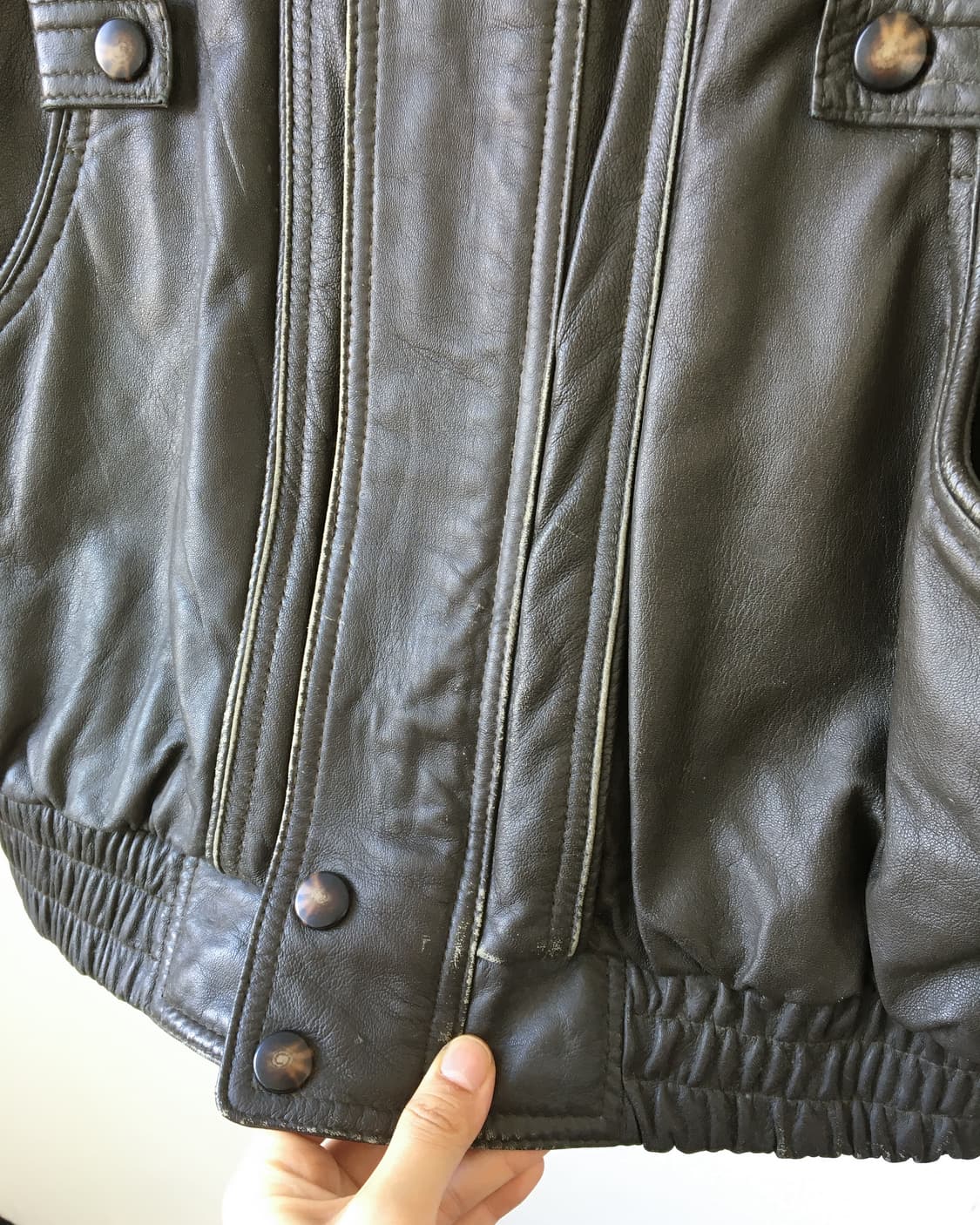 Brown leather bomber jacket 상품이미지8