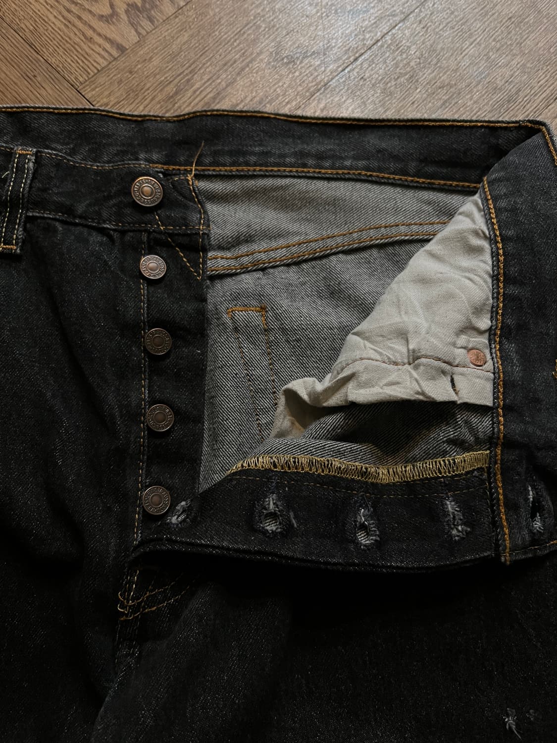 [34]리바이스 501 빈티지 워싱 흑청 데님 팬츠 상품이미지3